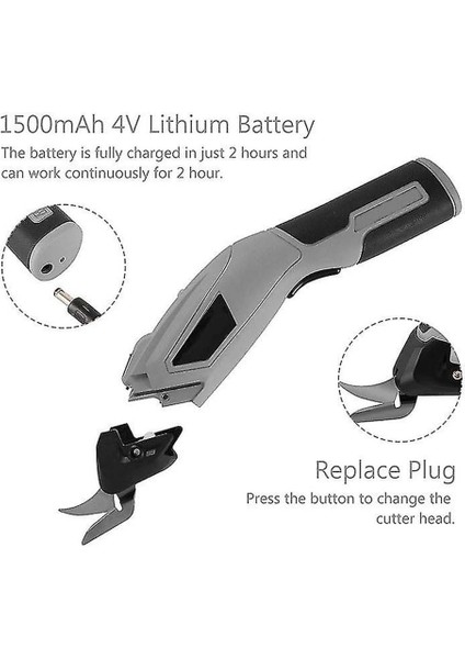Elektrikli Değiştirilebilir Başlıklı Şarjlı Portatif Kumaş Kesim Makası