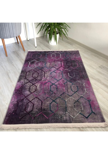 Mor Kilim Nakış Işlemli Dekoratif Kilim