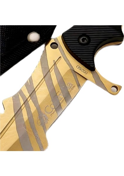 Huntsman Gold 30 cm Csgo Valorant Bıçak Paslanmaz Çelik Kılıflı Kamp Bıçağı Outdoor Bıçak