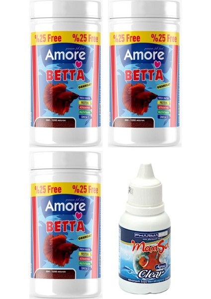 Beta Balık Granul Yemi 3 Adet 125 ml ve Berraklaştırıcı Seti