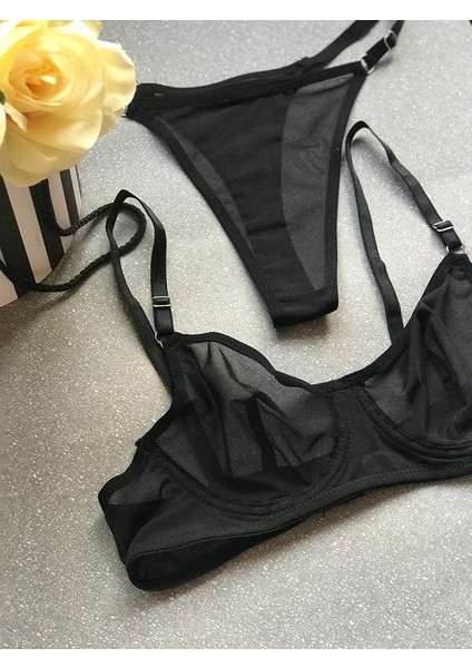 Süsen Lingerie Siyah Tül Sütyen Takım, Kadın Iç Giyim, Bayan Iç Giyim Takımı,günlük Sütyen Takımı