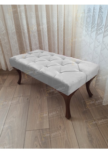 100 cm Kapitoneli Ayak Ucu Kapı Önü Antre Bench Puf Ceviz Ayak