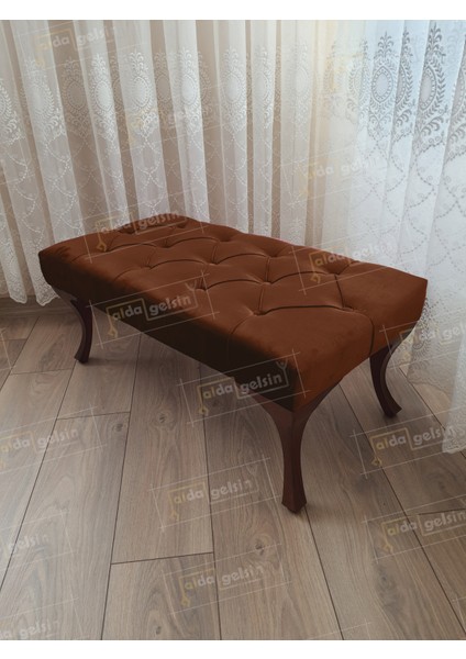 110 cm Kapitoneli Ayak Ucu Kapı Önü Antre Bench Puf Ceviz Ayak