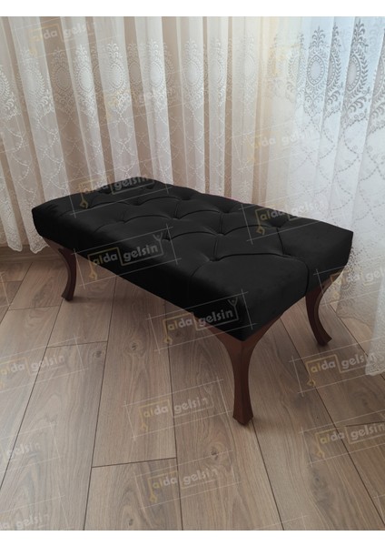 110 cm Kapitoneli Ayak Ucu Kapı Önü Antre Bench Puf Ceviz Ayak