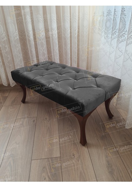 110 cm Kapitoneli Ayak Ucu Kapı Önü Antre Bench Puf Ceviz Ayak