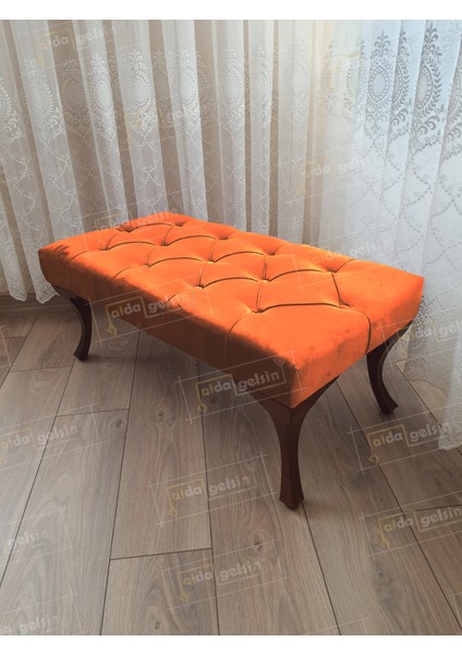 120 cm Kapitoneli Ayak Ucu Kapı Önü Antre Bench Puf Ceviz Ayak
