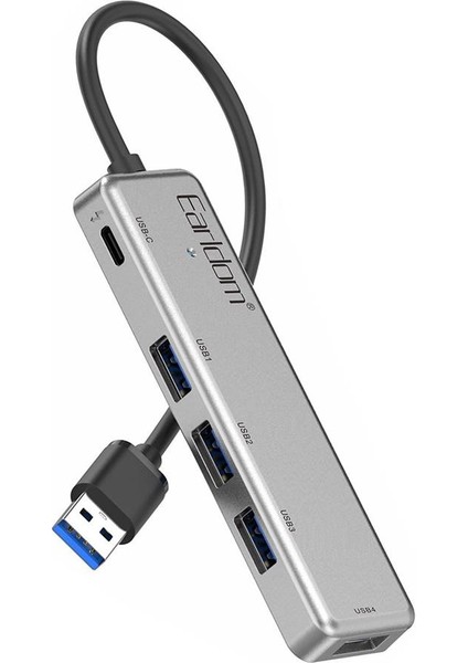 Earldom HUB12 Tak Çalıştır 40CM 4 Adet USB 2.0 ve 1 Adet Type-C Çıkışlı USB Çoklayıcı