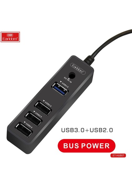 Earldom HUB07 Tak Çalıştır 3 Adet USB 2.0 ve 1 Adet USB 3.0 Çıkışlı USB Çoklayıcı