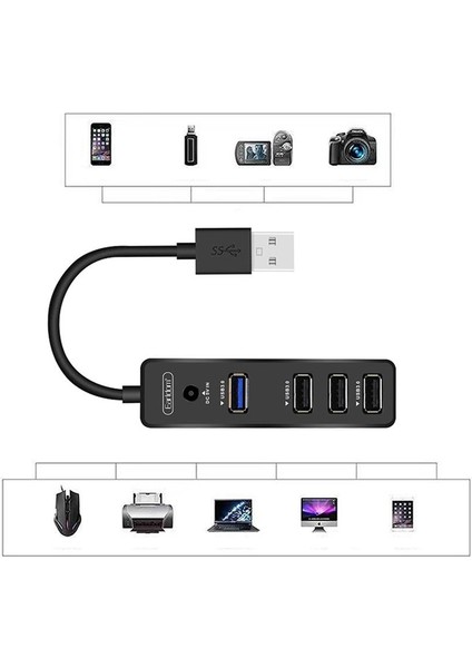 Earldom HUB07 Tak Çalıştır 3 Adet USB 2.0 ve 1 Adet USB 3.0 Çıkışlı USB Çoklayıcı