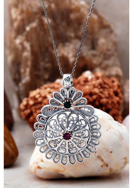 Telkari Işlemeli Gümüş Kolye 6759