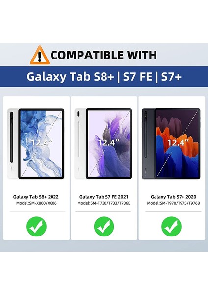 Samsung Galaxy Tab S7 Fe S8 Plus T970 X800 T733 T737 T736 12.4 Inç Kapak Kılıf Kalem Bölme Hazneli Arkası Yumuşak Silikon Mars With Pen Standlı Çizilmez Zırh