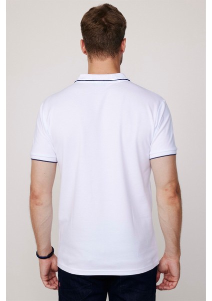 Erkek Polo Yaka Slim Fit Pamuk Fermuarlı Pike Beyaz Tişört indirimleri