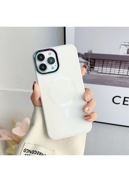 Apple iPhone 12 Pro Max Kılıf Mat Hissli Kaymaz Doku Magsafe Wireless Göz Alıcı Stil Kapak