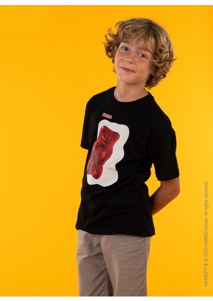 Baskılı Siyah Erkek Çocuk T-Shirt HRBTXT010 fiyatları