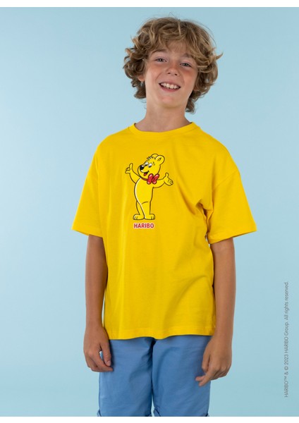 Baskılı Sarı Erkek Çocuk T-Shirt HRBTXT107