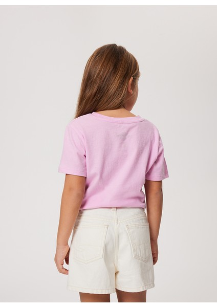 Baskılı Pembe Kız Çocuk T-Shirt 232 Lcg 242005 Cloudy Pembe