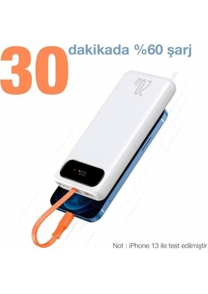 Iphone Kablolu Dijital Göstergeli 20W 10000MAH Powerbank Iphone 11 12 13 14 Pro Max Şarj Powerbank