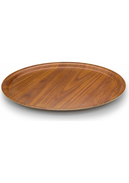 Lamine Ahşap Yuvarlak Sade Tepsi 6 Adet 43 cm Ceviz TFY43SWM