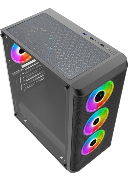 Wolf 4X120 mm Rainbow Fanlı Oyuncu Gaming Bilgisayar Kasası