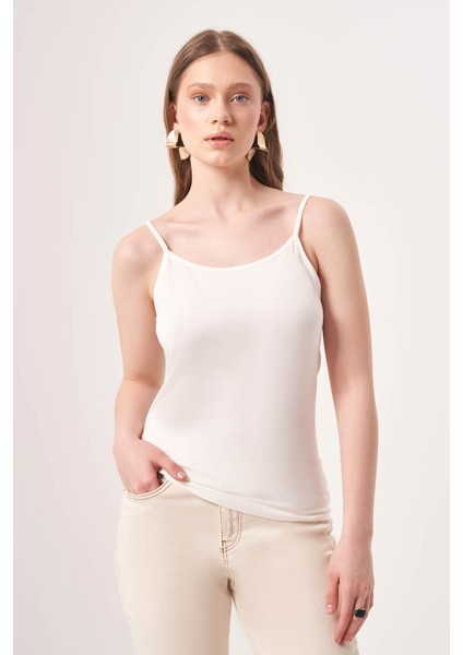 Basic Ip Ekru Askılı Atlet