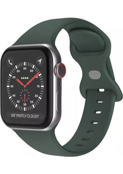 Apple Watch 1, 2, 3, 4, 5, 6, 7, 8, Se Silikon Kordon Kayış - S-M Beden 38/40/41MM - Haki