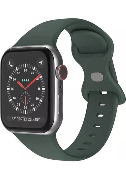 Apple Watch 1, 2, 3, 4, 5, 6, 7, 8, Se Silikon Kordon Kayış - S-M Beden 38/40/41MM - Haki