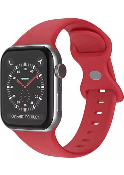 Apple Watch 1, 2, 3, 4, 5, 6, 7, 8, Se Silikon Kordon Kayış - S-M Beden 38/40/41MM - Kırmızı