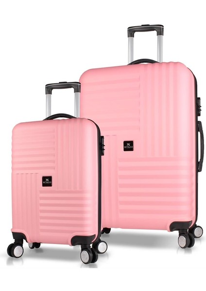 Puzzle Abs 2'li Valiz Seti (Kabin ve Büyük) Pembe