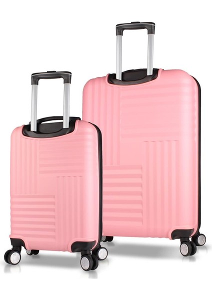 Puzzle Abs 2'li Valiz Seti (Kabin ve Büyük) Pembe