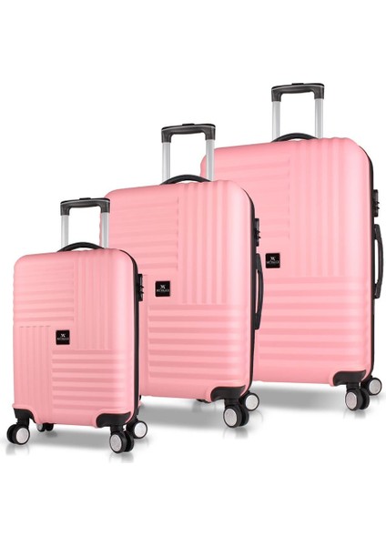 Puzzle Abs 3'lü Valiz Seti Pembe
