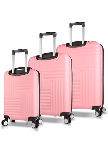 Puzzle Abs 3'lü Valiz Seti Pembe