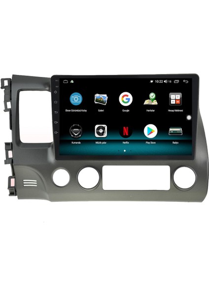 Honda Civic Fd6 Android 12 Multimedya Carplay 8gb Ram + 128GB HDD Navigasyon Ekran