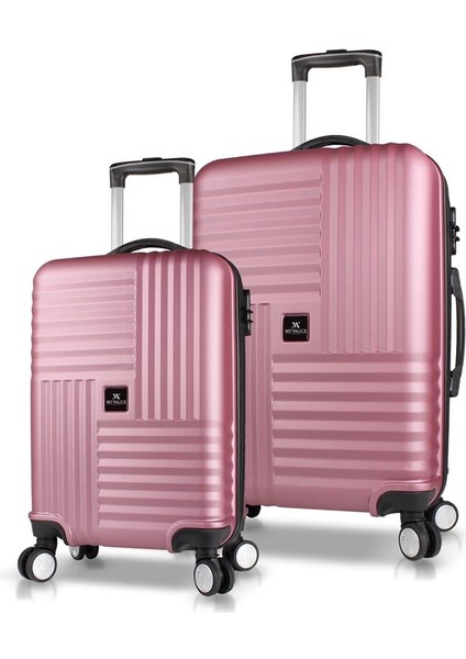 Puzzle Abs 2'li Valiz Seti (Kabin ve Orta) Rose Gold