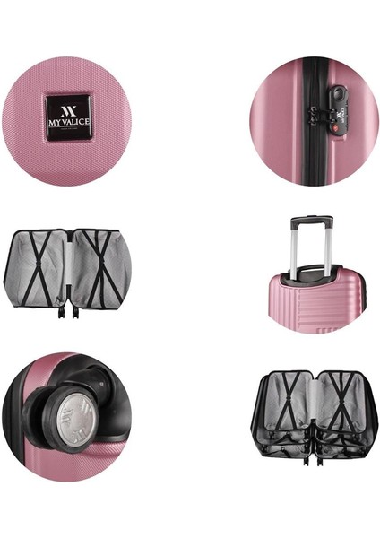 Puzzle Abs 2'li Valiz Seti (Kabin ve Orta) Rose Gold fırsatları