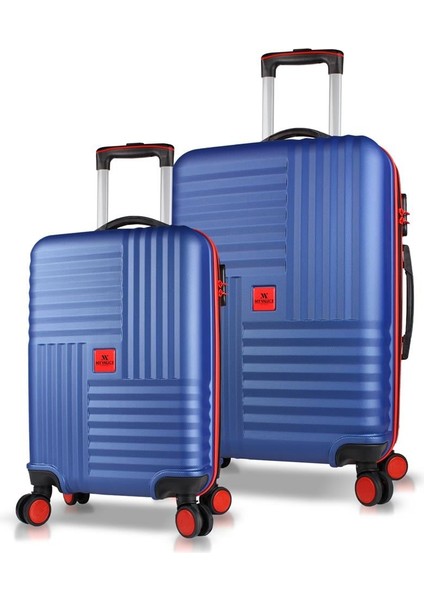 Puzzle Abs 2'li Valiz Seti (Kabin ve Orta) Lacivert