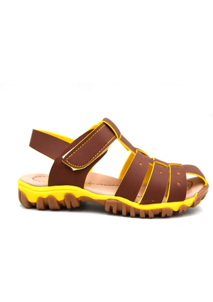 (Arzen) Ortapedi Termo Kaymaz Taban Burnu Kapalı Cırtlı Erkek Çocuk Sandalet Kahve fiyatları
