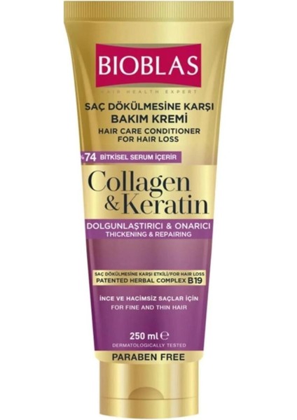 Collagen Ve Keratin Saç Dökülmesine Karşı Saç Bakım Kremi 250 ml