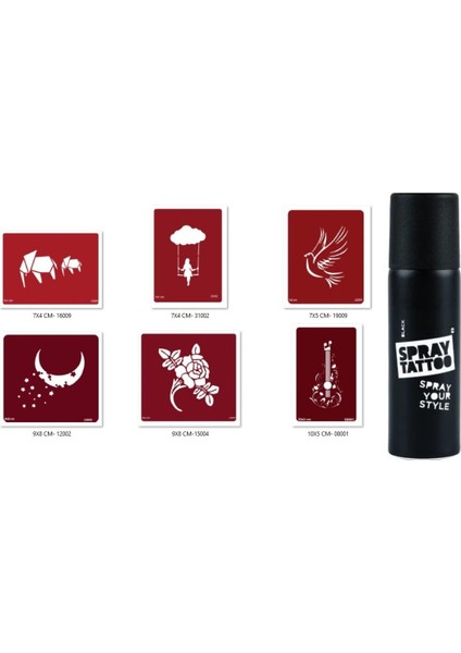 Güvercin Gitar Spray Tattoo Geçici Sprey Dövme Seti