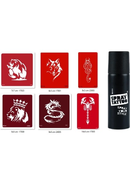 Kurt Kral Spray Tattoo Geçici Sprey Dövme Seti