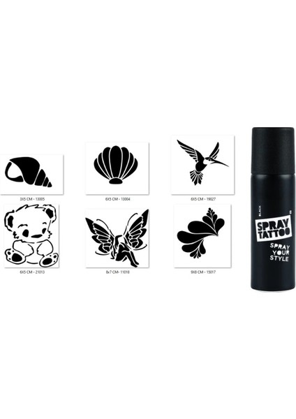 Peluş Çiçek Spray Tattoo Geçici Sprey Dövme Seti