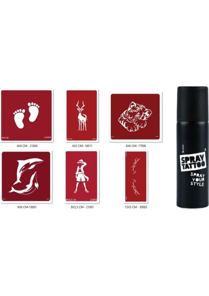 Geyik Sırt Spray Tattoo Geçici Sprey Dövme Seti