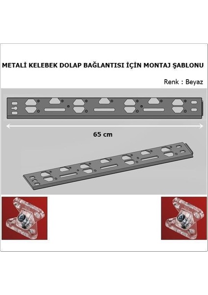 Metali Marka Kelebek Bağlantı Için Montaj Şablonu Cetvel 65 cm Beyaz