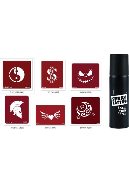 Yingyang Dolar Spray Tattoo Geçici Sprey Dövme Seti