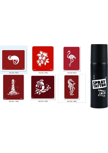 Bukalemun Deniz Atı Spray Tattoo Geçici Sprey Dövme Seti