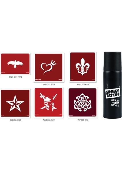 Taç Yıldız Spray Tattoo Geçici Sprey Dövme Seti