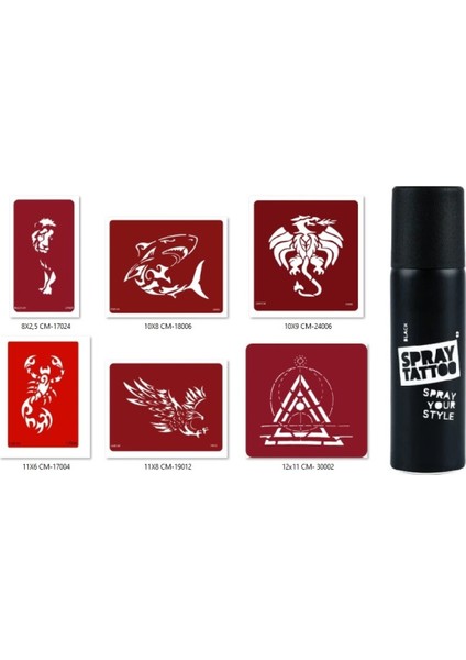 Shark Dragon Spray Tattoo Geçici Sprey Dövme Seti