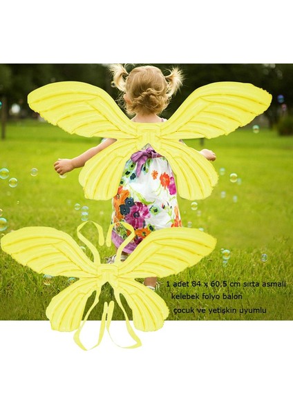 Kelebek Kanadı Şekilli Folyo Balon Sarı Renk 84 x 60,5 cm 1 Adet Hawa