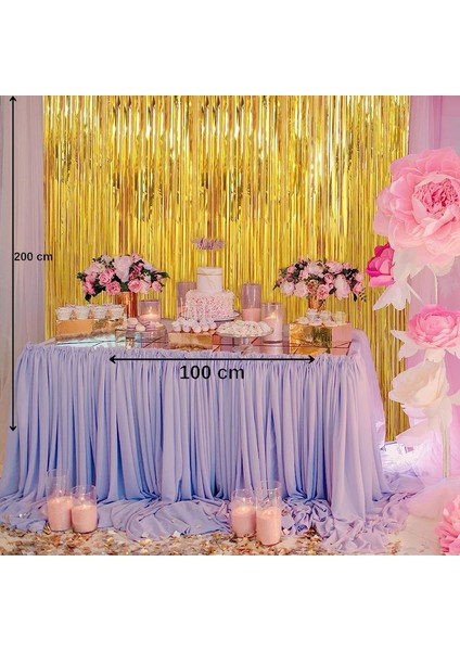 Altın Renk Kapı Perdesi Folyo Dekor Süsü 2 mt Yükseklik 1 mt Genişlik