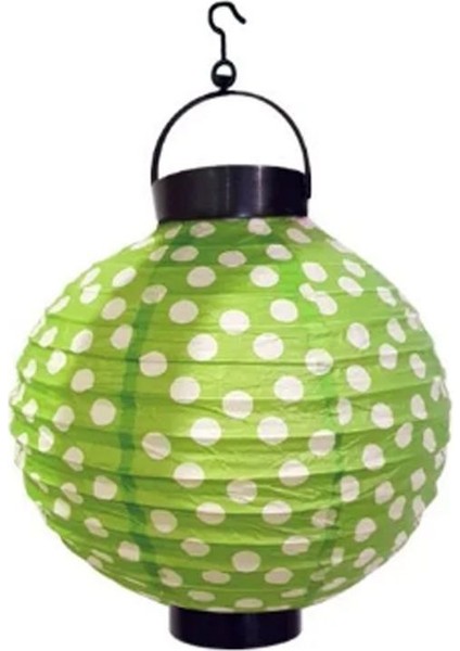 20 cm LED Işıklı Kağıt Japon Feneri Yeşil Üzeri Beyaz Puanlı Renk 1 Adet Hawaretro fiyatları