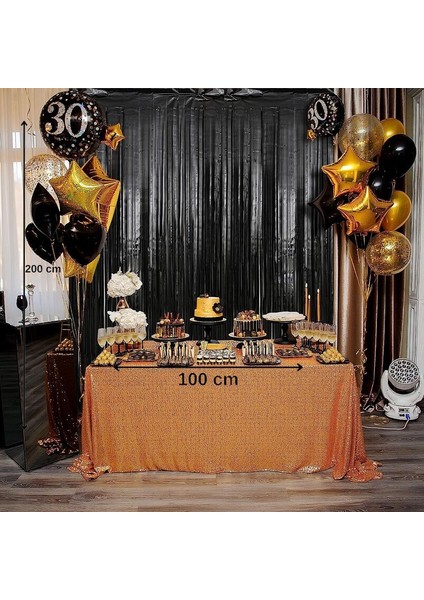 Siyah Renk Kapı Perdesi Folyo Dekor Süsü 2 mt Yükseklik 1 mt Genişlik Hallow